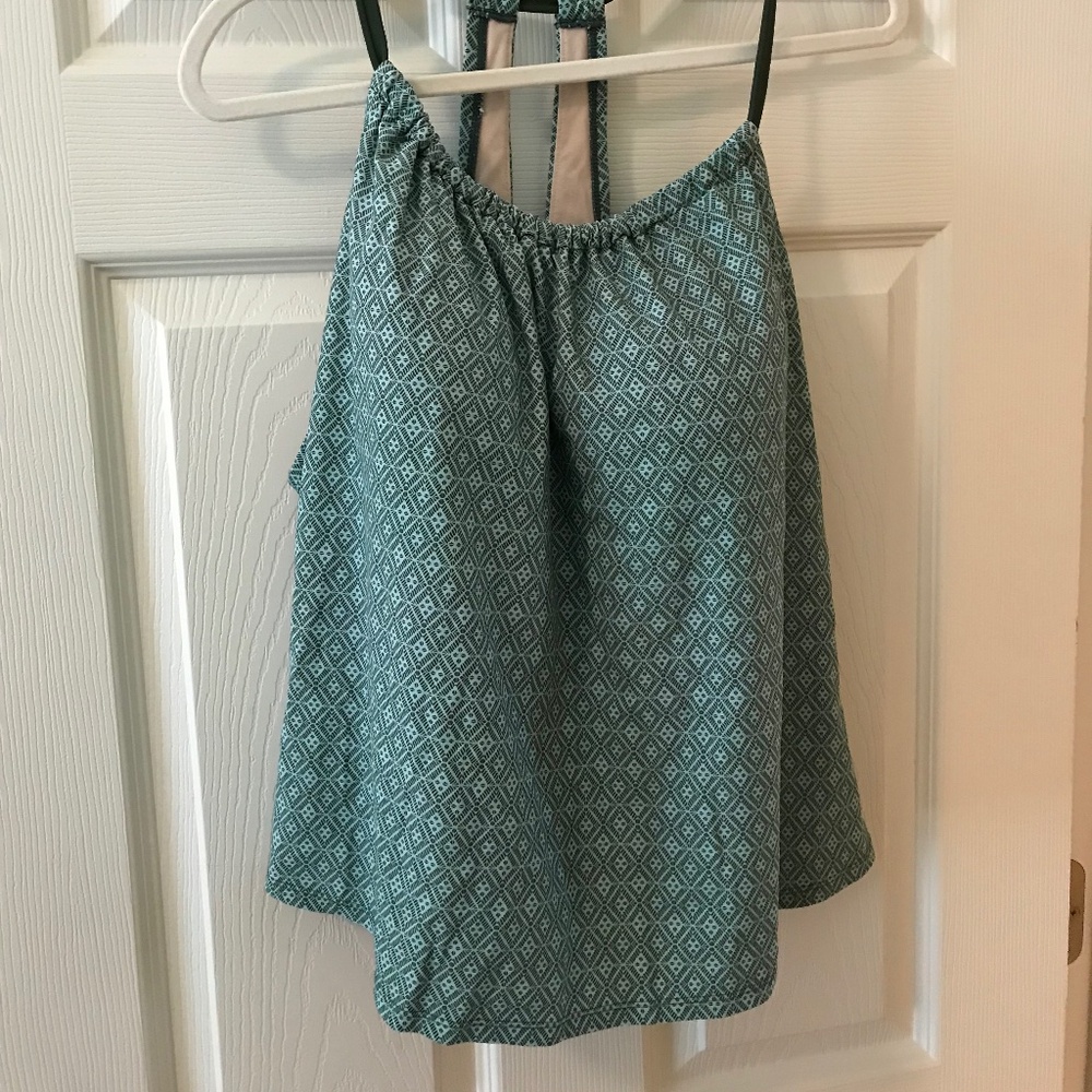 Teal black tankini top